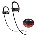 Bluetooth Headphones, IPX7 Waterproof Wireless Sport Earphones HD Stereo Sound Sweatproof in-Ear Earbuds with Mic Noise Cancelling Headsets for Gym Running Workout, 8 Hrs Play Time Black primary