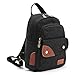 CLELO B495 Vintage Small Canvas Sling Rucksack Backpack Ipad Bag- Black