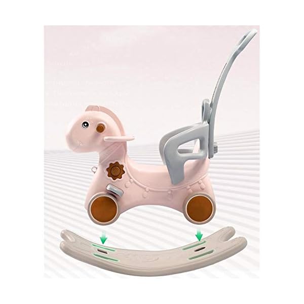 2In1 Kinder Schaukelpferd Schaukeldino mit Rutschauto Rutscher Schaukeltier Mädchen Und Jungen Schaukelstuhl (apricot… – Bild 4