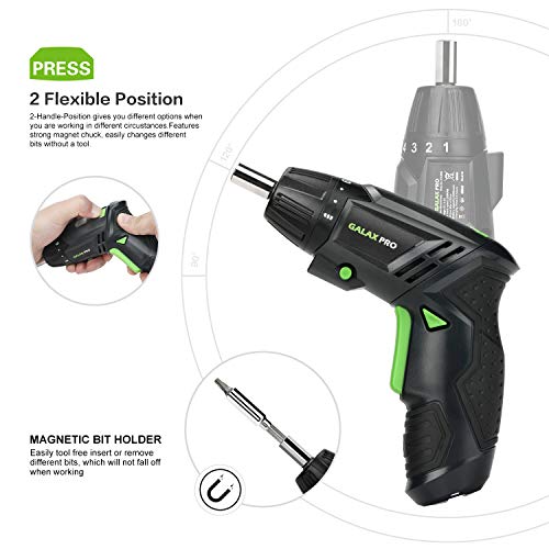 GALAX PRO Kabelloser Elektro-Schraubendreher, kleiner Akkuschrauber, 30 Zubehörteile, 2000 mAh Lithium-Akku, LED-Licht… – Bild 4
