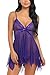 Avidlove Women Lingerie Lace Babydoll V Neck Sleepwear Strap Chemise Purple L