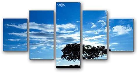 5枚 アートパネル 完成品 青空の下で木のシルエット Seal限定商品 モダン 特大 写真 木枠付きの完成品 絵画 壁飾り アートフレーム パネル装飾画 キャンバス絵画