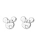 Leaf Heart Sterling Silver Hollow Mickey Mouse Earrings. For Women Girls(1480)
