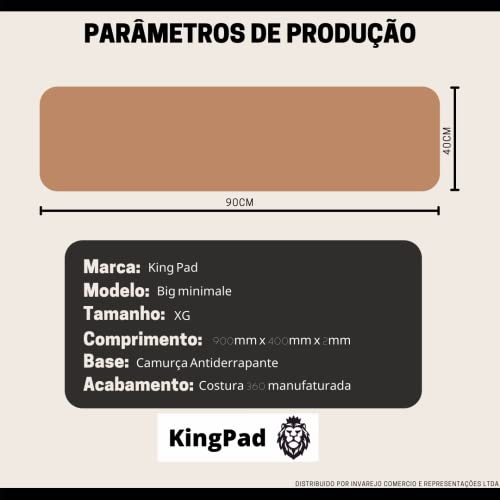 Mouse Pad Grande 90x40cm KingPad Couro Ecológico Preto – Desk Pad Antiderrapante para Escritório, Home Office, Estudo – Tapete de Mesa Resistente à Água