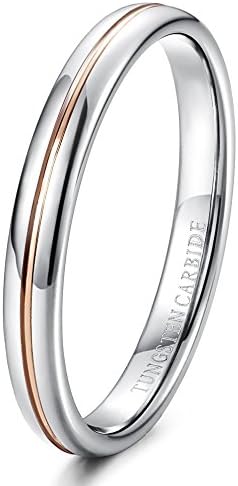 Tungary 2mm Womens Tungsten Carbide Rings Wedding Engagement Band Promise Domed Size 8.5