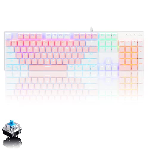 Basaltech 100-Key Mechanical Gaming Keyboard,Blue Switches,RGB Backlit,Wired USB C Keyboard for PC,Laptop,Gamers & Typists