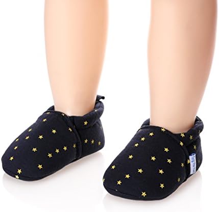 Unisex Baby Cute Cartoon Infant Warm Cotton Shoes Anti-Slip Soft Sole First Walkers Shoes (Stars, 6-11 Months)