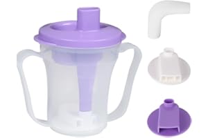 Ehucon dysphagia regulating drinking cup for elderly with difficulty swallowing,with 5cc and 10cc sip cup,assistive devices liquids only,No thickener is Used (Transparent-Purple,Pack of 1 PC)