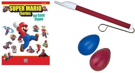 Super Mario Series For Easy Piano Book w/Blue Slide Whistle & Rhythm Shaker Percussion