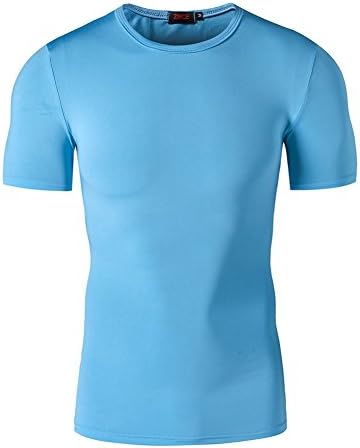 Super Heros Spiderman Men Compression Running Shirt Tight Sports Tee (S, Blue)