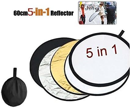 5-in-1 Round Collapsible Multi-Disc Light Reflector Photography Photo Video Studio Lighting Disc Reflector 5 Colors, Black, White, Gold, Silver, Translucent Size 24" 32" 43" (24" ( 60cm ))