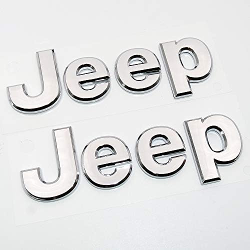 US85 Direct 3D Universal Jeep OEM ABS Front Rear Hood Trunk Liftgate Adhesive Emblem Logo Badge Modified Replacement Set 2pcs (Chrome)