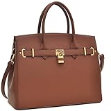 Dasein Women's Top Handle Satchel Handbags Designer Tote Purse Shoulder Bag Faux Leather Padlock Briefcase Laptop Bag