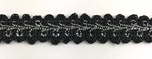 Trimplace Gimp Braid Trim 5/8 Inch Black/ Silver Metallic - 12 Yards