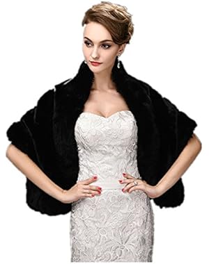 Women's Faux Fur Wrap Cape Stole Shawl Shrug for Wedding/Party/Show
