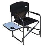 Suzeten Oversized Deck Chair Folding Camping Portable Lightweight Chair with Mesh Back Pocket, Side Table for Camping Outdoor Fishing, Supports 350 lbs