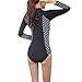 LAPAYA Women's One Piece Swimsuit Long Sleeve Polka Dot Front Zipper Surf Wetsuit