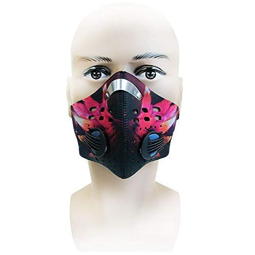 Cycling Sports Running Outdoor Mask Activated Carbon Dustproof Gas PM2.5 Dust Anti Pollution Anti Pollen Allergy Filtration Exhaust Gas Mask Mouse-Muffle Ski Training with 2 Valves 2 N99 Filters