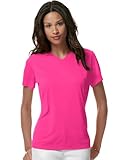 Hanes Sport Women's Cool DRI Performance V-Neck Tee,Neon Pink,Large