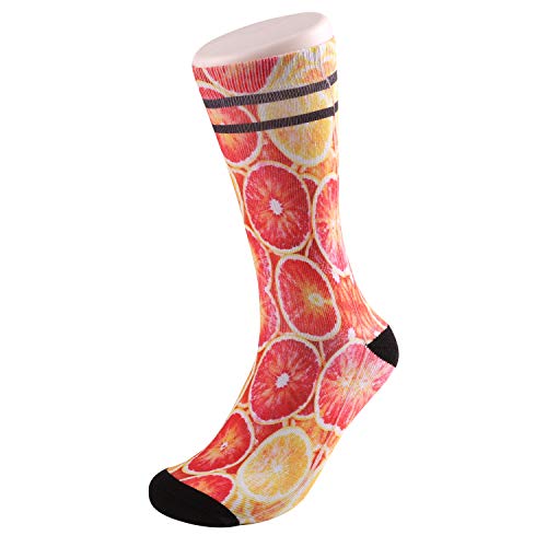 DREAM SLIM Mens Unisex Funny Crazy Color 3D Skull Pattern Athletic Basketball Sports Novelty Crew Tube Socks (Grapefruit) - Thumbnail 2