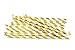 Gold Metallic Striped Drinking Paper Straws Biodegradable for Wedding Party Valentines Day Christmas Baby Shower Box of 100