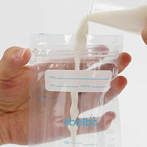 60 Count Breastmilk Storage Bags 5 Oz/150ml Breastfeeding Freezer Storage Container Bags for Breast Milk BPA Free & Comes Pre-sterilized with Leak Proof & Accurate Measurements (5 Oz/150ml)