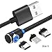 EEkiimy 90 Degree Strong Magnetic Multiple USB Charging Cable 3 in 1 Charging Cable Micro USB Type C Cable Magnetic USB Charging Cord for All Phones Samsung Galaxy Note 8 (1xCable.3xConnectors)