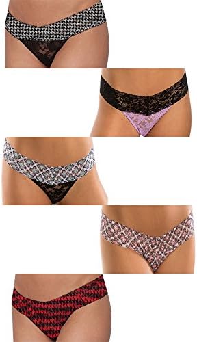 Qeeni All over Sexy Lace Thong (Large, Combo 1)