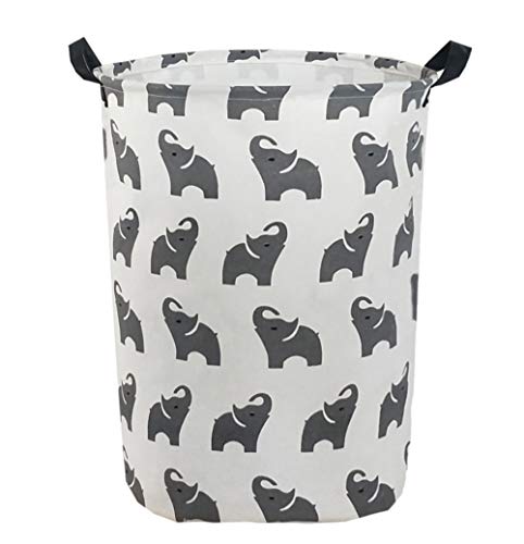 ESSME Large Storage Bin,Canvas Fabric Storage Baskets with Handles,Collaspible Laundry Hamper for Household,Gift Baskets,Toy Organizer (Naughty Elephant)