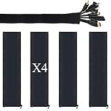 Cable Management Sleeve 4Pack by Ailun Premium Quality Neoprene 20 Inch Flexible Cable Sleeve Wrap Cover Organizer with Zipper for for PC TV Office and Home Black
