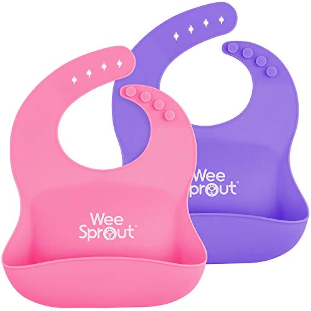 Waterproof Silicone Baby Bibs (Set 2) Pocket To Catch Food 850572007095
