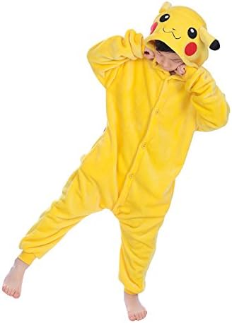YAOMEI Kids Unisex Onesies Kigurumi Pyjamas, Girls Boys Flannel Animal Sleepsuit Nightwear Hoodie, Halloween Costume Clothing Xmas Cosplay Party