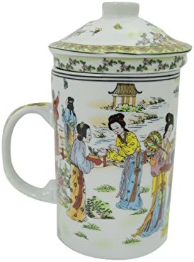 Oriental Tall Tea Cup with Filter - Asian Ladies
