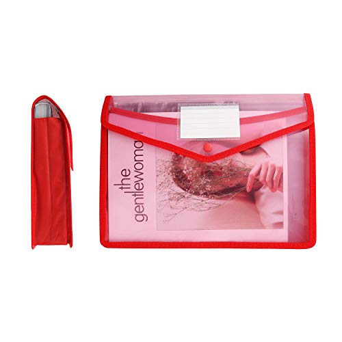 6 Pack Plastic File Wallet with Closure, CBTONE Large Plastic Document Folders Poly Expandable Envelopes Plastic File Folder with Business Card Holder for School Office Home