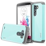 LG G3 Case, RANZ® Grey with Aqua Blue Hard Impact Dual Layer Shockproof Bumper Case For LG G3 VS985 D850 D830 D851