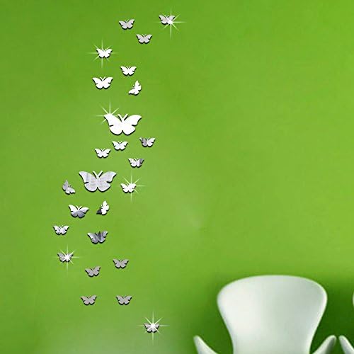 Caroyla 3D Removable Mirror Sticker Acrylic Wall Decor Wall sticker (sliver)