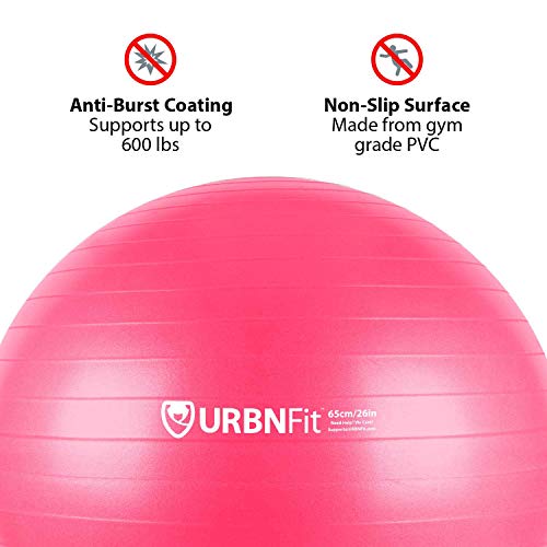 URBNFit Exercise Ball (55 cm) for Stability & Yoga - Workout Guide Incuded - Professional Quality (Pink) URBNFit Exercise Ball (55 cm) for Stability & Yoga - Workout Guide Incuded - Professional Quality (Pink)