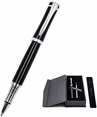 Rollerball Pens Fine Point, Micro 0.5mm Black Ink for Men with Pen Bag and 2 Refills