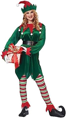 Disfraz de duende de Navidad túnica para mujer Disfraz de duende de Navidad túnica para mujer