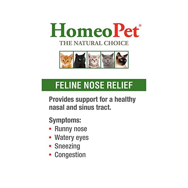 HomeoPet FELINE NOSE RELIEF - 100% Natural Pet Medicine. Support for a healthy nasal and sinus tract. Runny nose, watery…