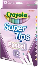 CRAYOLA Pastel SuperTips Washable Markers Assorted Colours 12 Pack Age 3+ view 2