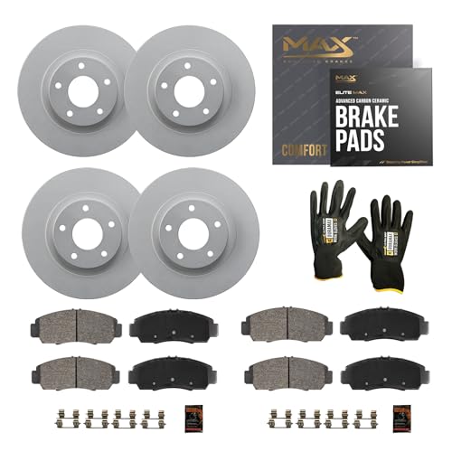MAX Advanced Brakes - Brake Kit For 2017-2023 Honda CR-V (Gas Engine)| Carbon Ceramic Brake and Rotor Kit Front and Rear| Daily Driving Geomet Coated OE Brake Rotors