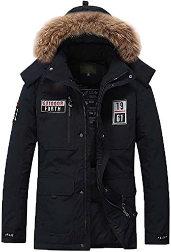 ROSEUNION Men's Winter Warm Down Coats Duck Down Long Coat Outwear Fur Collar Windproof Jacket