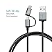 TROND 2 in 1 USB 2.0 Type C Charger Cable Braided (6.6ft Long, 56kΩ Pullup Resistor, Sync & Charging), for Android Smartphones, Apple New MacBook 12 inch, Google Chromebook Pixel, Nexus 5X 6P & More