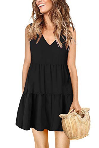 Mystry Zone Womens Vintage Dress Sleevelss Loose Fitting Semi Formal Dresses Black X-Large