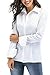 SUNNOW Women Simple White Collared Long Sleeves Blouse with Button (M, White)