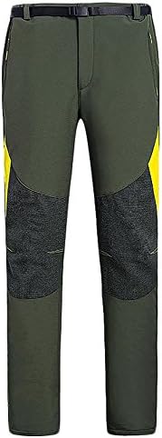 ChezMax Outdoor Men's Fleece-Lined Mountain Windproof Soft Shell Ski Snow Pants, Army Green, XL