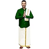 Cotton Dhoti Vesti Mundu 2 mtrs Cream Color single Layer with golden zari border