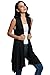 Meaneor Women's Sleeveless Asymetric Hem Open Front Drape Cardigan Sweater Vest Black XL