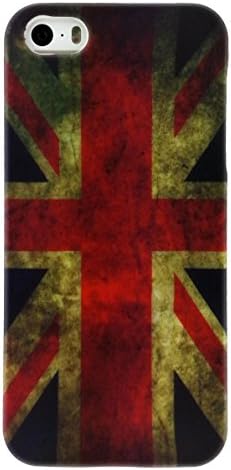 Apple iPhone 5 and iPhone 5s Thin Flexible TPU Case Shock Absorb Design Impact Protection Cover Quick Easy Install Snap On Off Perfect Fit Slim Lightweight Vintage Style Union Jack British Flag